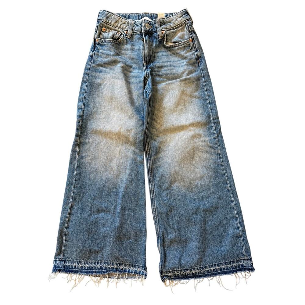 H&M Girls Wide Leg Jeans Size 8 Light Wash Denim